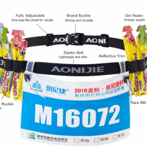 E4076 -  Cinturón riñonera soporte para numero dorsal para triatlón, maratón, carrera, ciclismo.